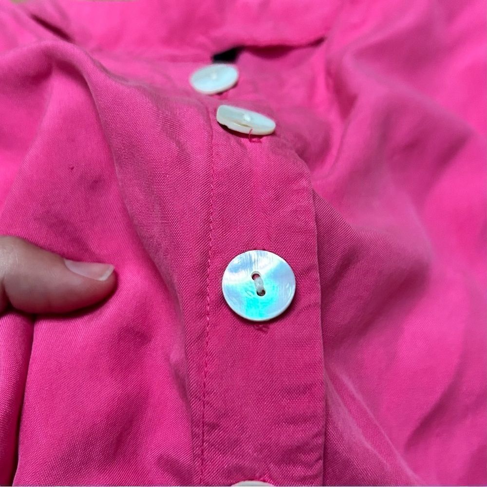 Silk Pink Button Down Tank Top With Shell Buttons - image 5